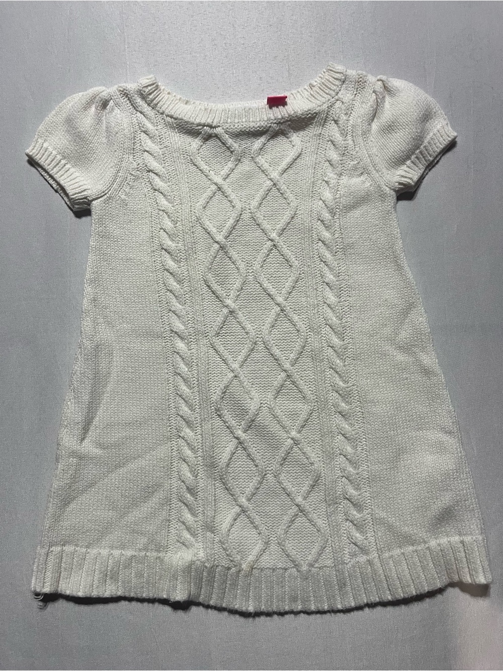 Children’s Place Toddler Girls' 2T Cream Cable-Knit Short Sleeve Sweater Dress